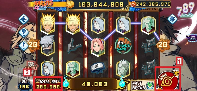 Hình ảnh Naruto sẽ xuất hiện ngay trong game nổ hũ